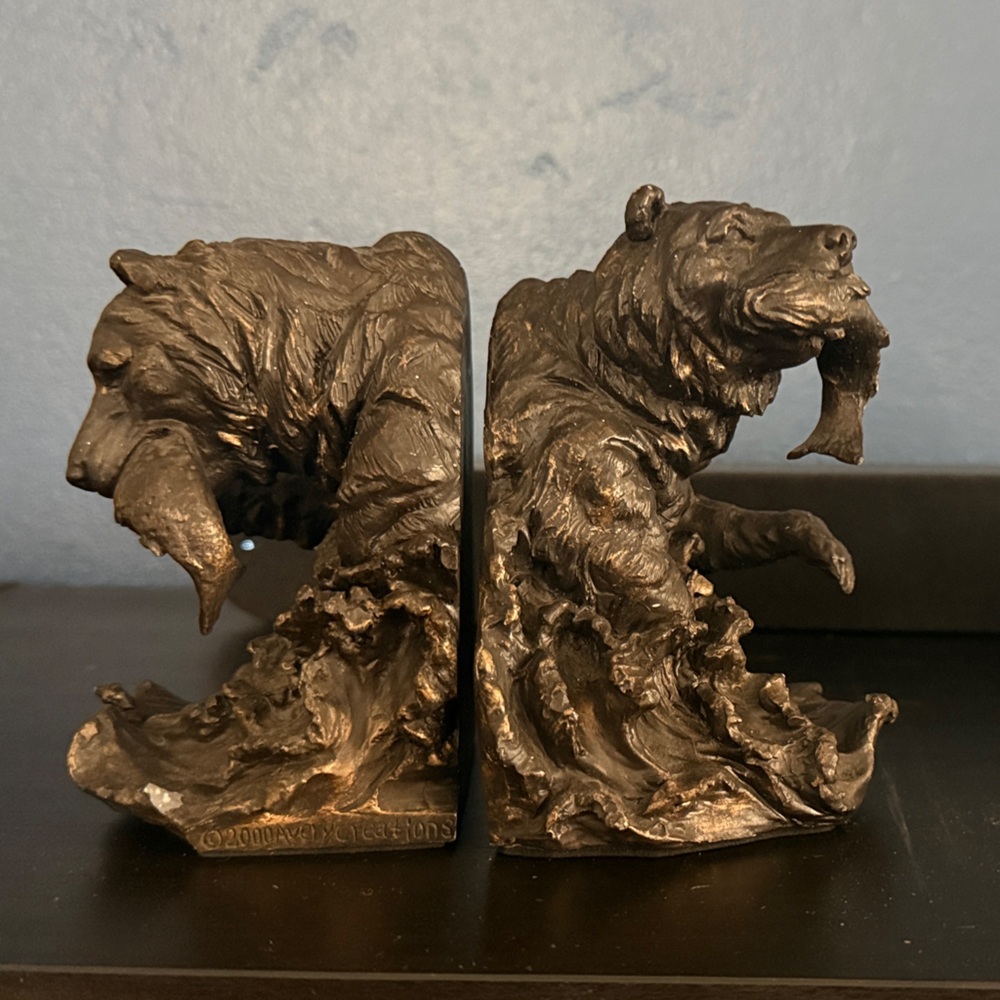 Bronze-Tone Bear Bookends - Pair